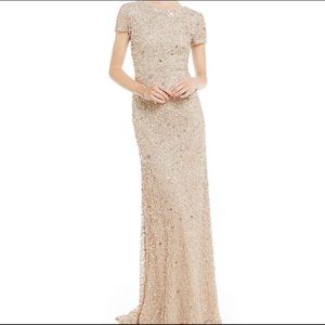 Adrianna Papell Champagne/Silver Sequin Dress Sz 2